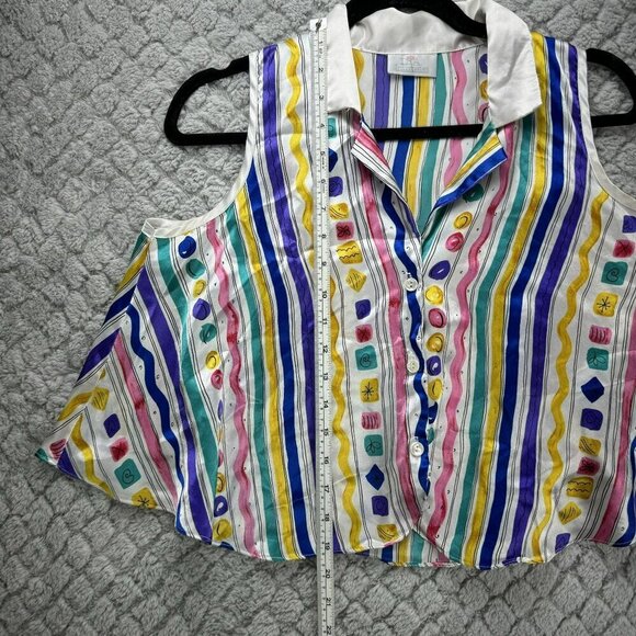 Colorful Striped Womens Sleeveless crop top LA Intimates Size Small Oversize - Picture 6 of 9